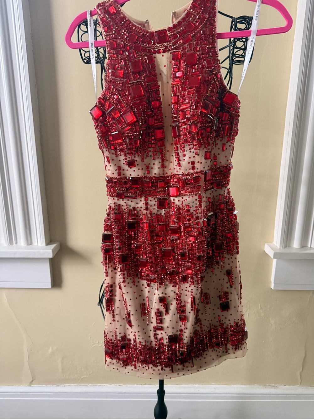 Sherri Hill Red Beaded Homecoming or Formal  Dress 9703